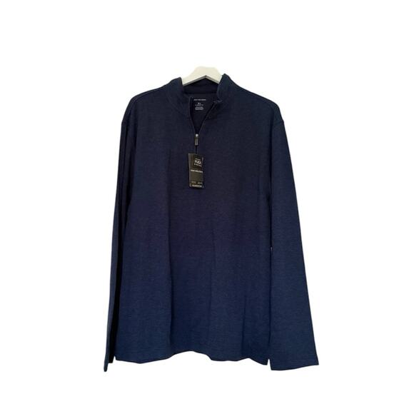 NWT Van Heusen Classic Fit Cotton Blend Navy Blue Quarter Zip Pullover Size XL - Picture 1 of 8